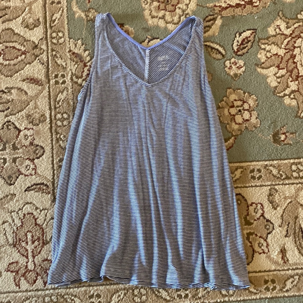 Navy and white striped tank top